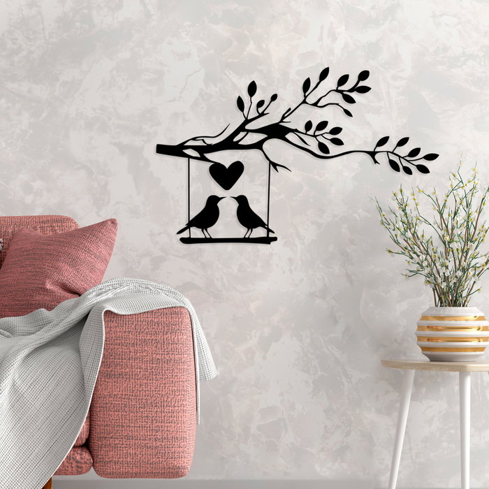 Wallity Love Of Birds Escultura de Pared de Metal Negra